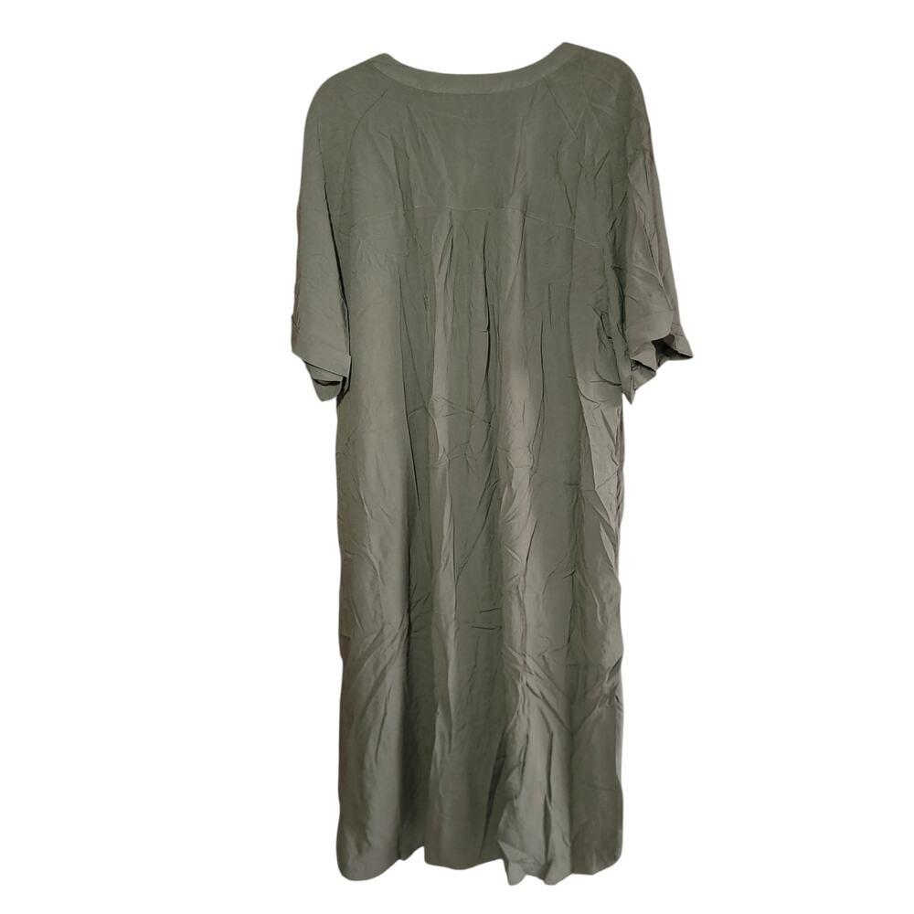 Romans Dress Size 28 W Button Down Womans Green Olive Army Summer Short Sleeve - Picture 2 of 6